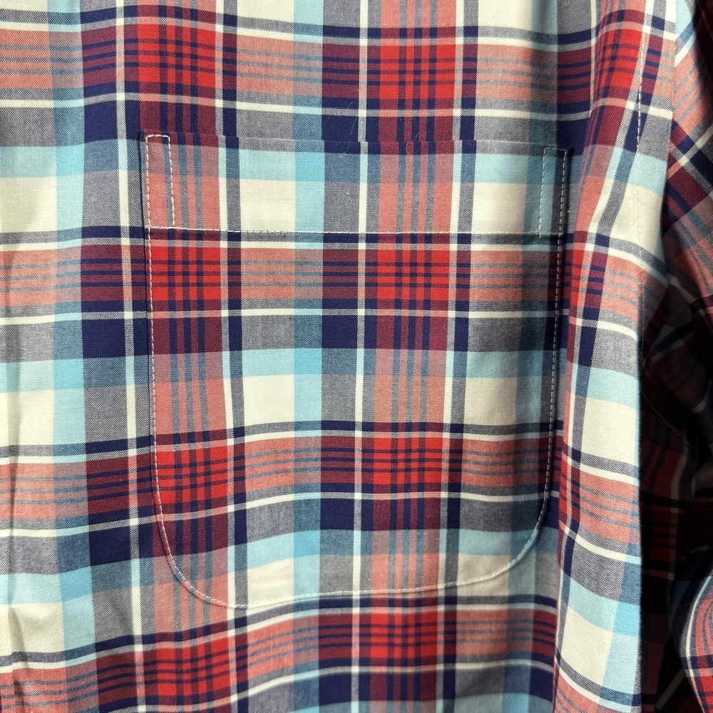 Jos A Bank Shirt Mens Medium Blue Red Plaid Travelers Collection Button Front - Picture 8 of 14